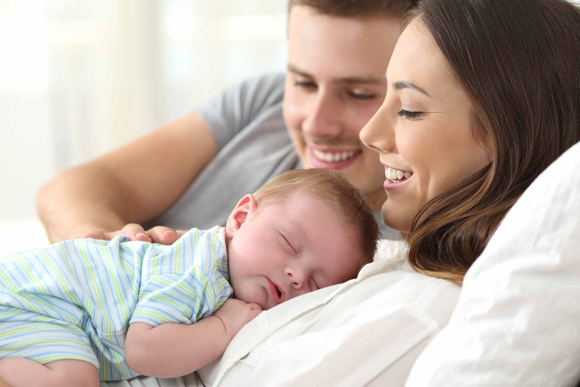 Parents are happy that their baby sleeps
